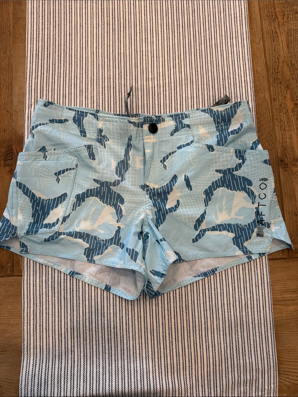 AFTCO Light Blue & Navy Printed Women's Swim Shorts